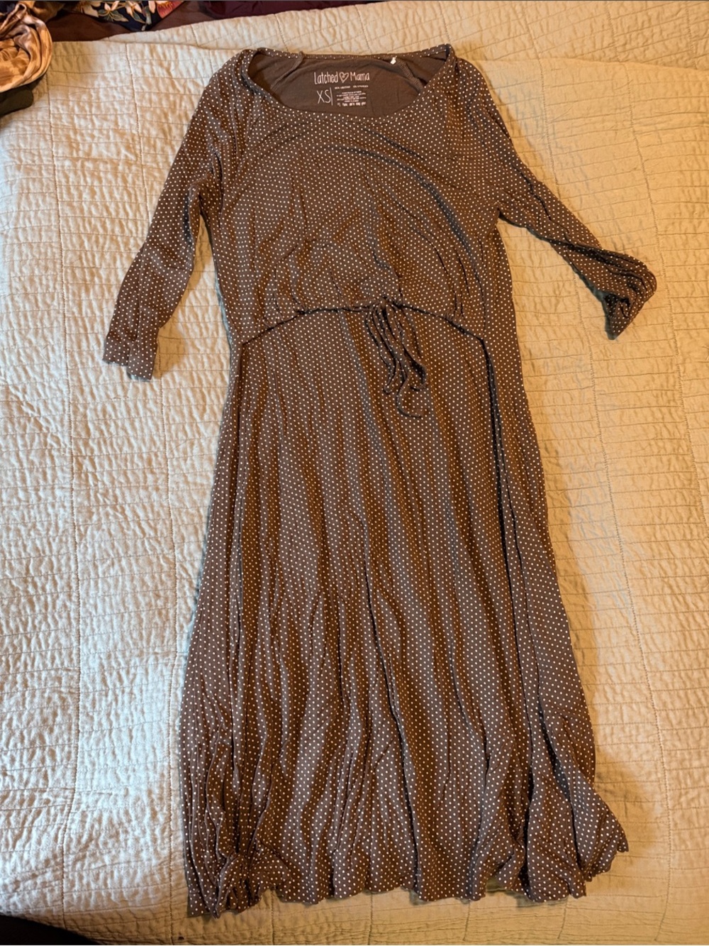 Latched Mama Brown Polka Dot Maxi Dress